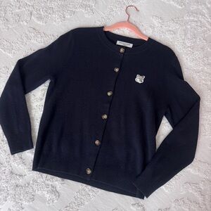 MAISON KITSUNÉ Navy Blue Women's Cardigan Sweater | 100% Wool